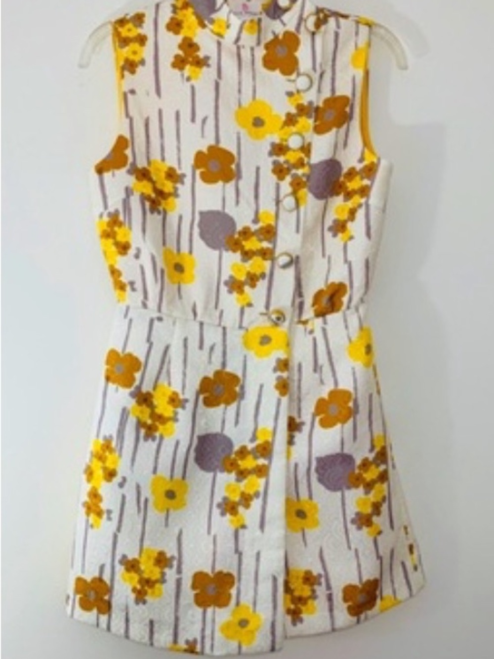 Julie Brown women’s 8 White Floral Mini romper dress with Yellow Accents